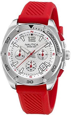 Reloj Nautica Tin Can Bay Chrono para Caballero NAPTCF205, Rojo, Minimalista Deportivo