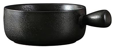 Insalatiera, ciotole da portata, scodella for zuppa, ciotola for zuppa con manico singolo in ceramica nera satinata, lavastoviglie for zuppa di zucca e insalata, forni a microonde e forni sono sicuri-