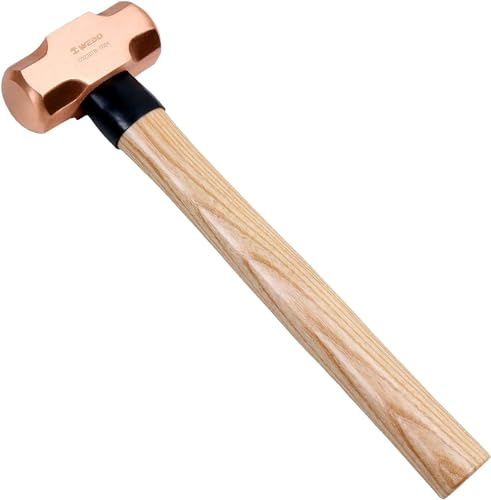 WEDO Copper Sledge Hammer 3lb,Club Hammer with Wooden Handle