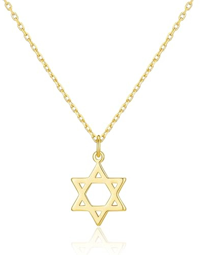 Philip Jones Collar de estrella de David chapado en oro de 18 quilates
