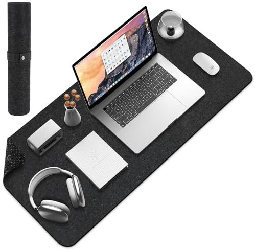 MTINRNI Schreibtischunterlage Filz,Dunkelgrau,Groß100 x 40 x 0.3 cm,Multifunktionales,Rutschfester Desk Mat,Laptop Tisch unterlage,Mauspad für Büro,Schreibunterlage für Zuhause.