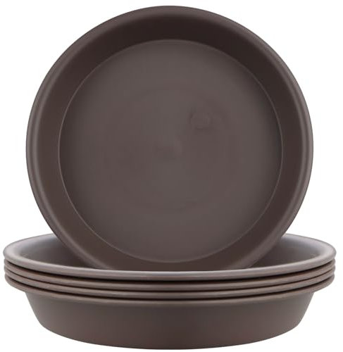 LIKOSO Soucoupe Pot Fleur 17CM Marron en Plastique Pots de Fleurs Lot de 5 Soucoupes pour Plantes d'intérieur et d'extérieur