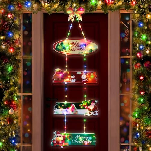Qedertek Guirnalda de Navidad para exteriores, 72 LED, guirnalda de Navidad multicolor con temporizador, 8 modos, resistente al agua, iluminación navideña para bricolaje, puerta de casa, ventana