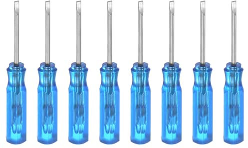 QUARKZMAN 8pz Cacciavite a Taglio Mini Sl1.5 Testa Piatto Magnetica 1.5mm Lunghezza 45mm per Riparazioni di Piccoli Elettrodomestici, Blu