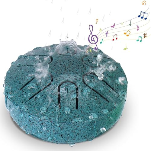 WHOOLEFUN Tambour de Pluie pour Jardin, 7,6 cm, 6 Notes, Tambour à Langue en Acier, Carillon de Pluie, Instrument de Musique en Plein air, Tambour de méditation pour Enfants et Adultes