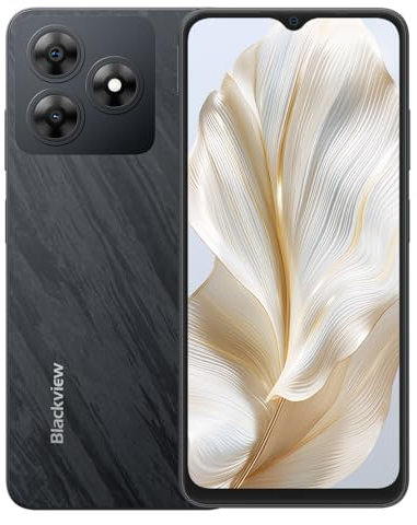 Blackview Wave 8C 4G Smartphone Unlocked, 6.56'' HD+ Screen, Octa-core 6GB+64GB(2TB External SD), 13MP+8MP Camera, 3 Card Slot, Android 14 DUAL SIM Free Mobile Phone, Smart-K Box Speaker, GPS Black