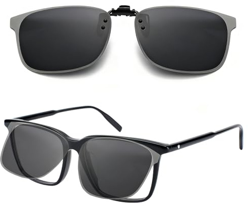 ZukqrymluvIQ Occhiali da sole polarizzati clip on occhiali da sole, occhiali UV400 antiriflesso per auto, viaggi e sport all'aria aperta, Nero , Kompakt