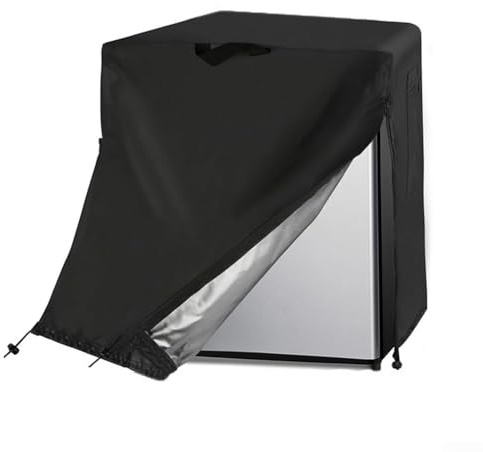 SMZhomeone Waterproof Dustproof Mini Refrigerator Cover 20X20x21 Inch 210D Oxford Fabric With Storage Pockets And Zipper Fits 1-2 Cu Ft Compact Fridges Black