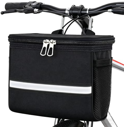 Bike Basket - Waterproof Bicycle Front Basket, Front Frame Bag, Handlebar Mount Bag Works with Mountain Bikes Electric Bikes and Scooters, Handlebar Pannier Cooler, Multi Color