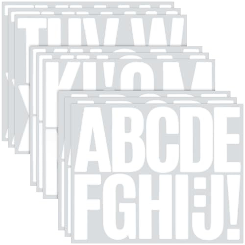 NISENTIA Adesivi con lettere grandi, 108 pezzi/9 fogli, lettere adesive, grandi, bianchi, da incollare, grandi, 7,6 cm, alfabeto, resistenti alle intemperie, per esterni, per finestre e auto