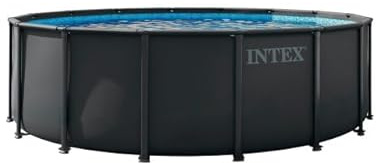 INTEX Ultra XTR Piscine Ronde Hors-Sol avec échelle de sécurité (488 x 132 cm) avec Cadre en métal Volume env. 20,821 l Gris (28940GH)