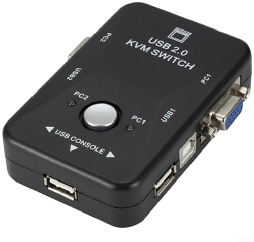 Manuell KVM-omkopplare 4-portars VGA USB 2.0-hubb för PC bärbar dator skrivbordskontroll flera datorer med ett tangentbord musskärm 1920 x 1080 HD-skärm (2)