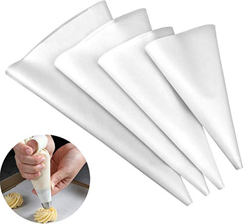 Queta 4 Pcs Poche à Douille Réutilisable en Silicone Taille Extra Large/ Large/ Moyenne/ Petite Poche à Douille Professionnelles pour Glaçage et Décoration de Gâteau Pâtisserie Sucre Fondant