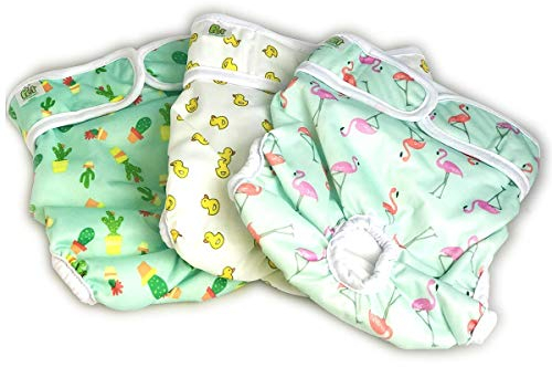 PET MAGASIN Wiederverwendbare Hundewindeln [3er Packung] Hygienische Hundewindeln, hoch absorbierend, Maschinenwaschbar & Umweltfreundlich (Trending, L)