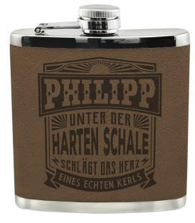 History & Heraldry Echter Kerl Flachmann Philipp - individuell und personalisiert mit Gravur, Name und Spruch
