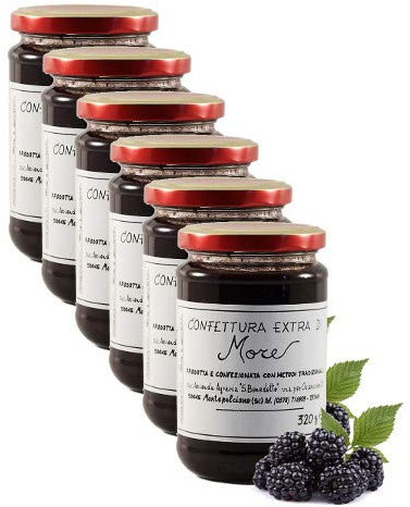 Extra björnbärssylt San Benedetto Montepulciano sylt - italiensk hantverksprodukt (6 behållare 320 gram)