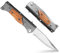 VIKING GEAR EDC Messer Klingenlänge 7,4cm Taschenmesser Einhandmesser Holzgriff Klappmesser, braun Silber