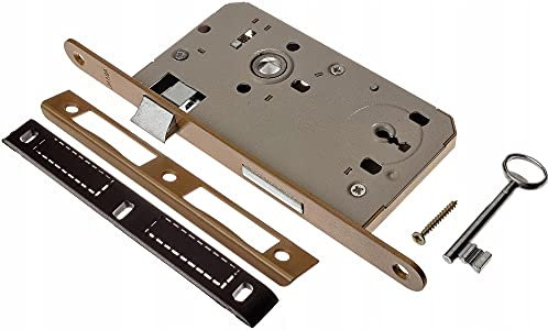 ADGO Jania Cerradura de Embutir para Puerta con Llave 72/55 mm, Cerradura Universal con Palanca para Cada Tipo de Puerta, Mecanismo de Cierre Simple, Universal, Izquierda, 1 pieza