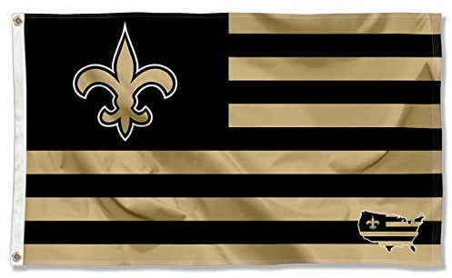 New Orleans Saints USA American Nation Stripes 3x5 Grommet Flag