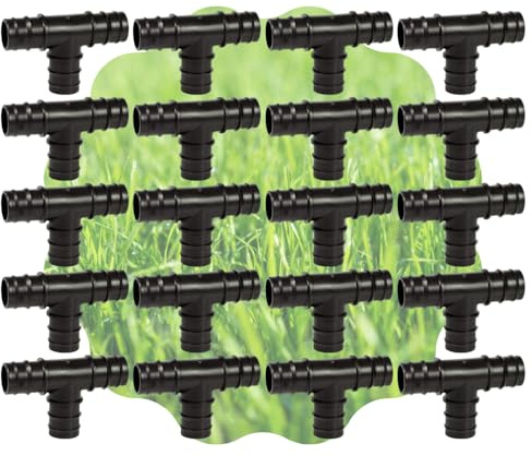 Raccordo a Tee, Portagomma T, Connettore a 3 Vie per Tubi e Sistemi di Irrigazione a Goccia, Nero - Orto Facile (20, 25 x 25 x 25 mm)