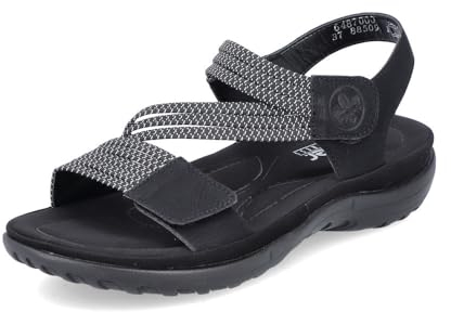 Rieker Damen Klassische Sandalen 64870, Frauen Sandalen,Sommerschuhe,Freizeitschuhe,offene Schuhe,Strandschuhe,schwarz (00),41 EU / 7.5 UK