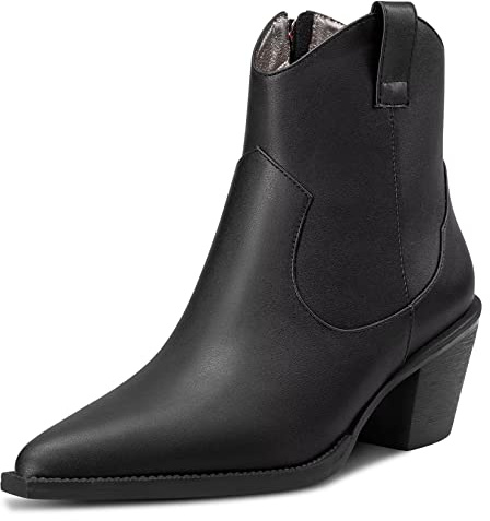 Castamere Femmes Bas Kitten Talon Heel Fermé Pointu Bout Bottines Slip-on Classique Dress Mariage Bureau Cavalières Bottes Noir 40 EU