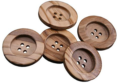 10 stycken vackra träknappar 4 hål äkta olivträ med naturlig ådring träknapp (25 mm)