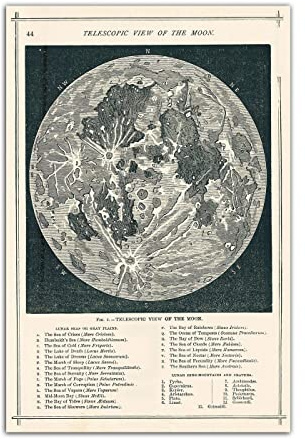 Vintage Moon Map Poster Astronomy Science Fiction Wall Art Picture Print Canvas Painting Suitable For Space Exploration Enthusiasts Decoration Gift 16x24inch(40x60cm)