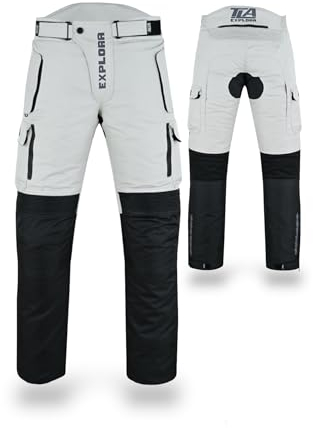 TLA Motorcykelbyxor för män med motorcykelskydd EXPLORA - Motorcykelkläder Herr - Motorcykelbyxor Herr Motocross Protections CE Nivå 1 - Motocross Byxor 2 Lager, Grå, 3XL