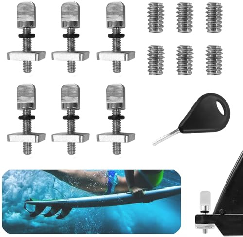6 Pcs Surfboards Fin Screw, 1 Pcs Surfboard Fin Key, 6 Pcs Fin Grub Screws, Sup Fin Screws For Surfboard Tail Flat Straight Brace Brackets, Long Board, Inflatable Sup, Paddle Boards, Surfboard Fin