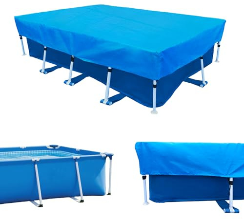 450 x 220 cm Cubierta rectangular de piscina para piscinas al aire libre verano e invierno con cable de sujeción impermeable resistente al polvo UV fácil de instalar