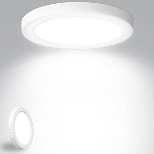 Yexati Plafon LED Techo 18W 1800LM, IP44 Lámpara Techo Delgada 6500K Blanco Frío, Lampara de Techo Redondo Plana Ø220mm Driver Incluido. para Dormitorio Baño Cocina Balcón Pasillo Oficina 1 Pack