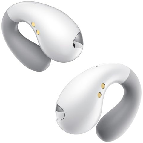 EUQQ Auriculares Conduccion Osea - Audifonos Inalambricos Deportivos Bluetooth para Correr y Running, Auriculares Oseos Bluetooth Inalámbricos con Diseño Abierto, Marfil Puro