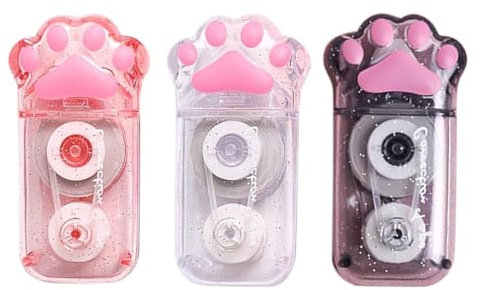 GXGM 3 Pièces Rubans Correcteurs,Souris Correcteur Blanc,5mm x 6 mm Bande correctrice pour pattes de chat,Gommes et correcteurs Mini Compacte,Roller Correcteur pour l'Ecole et au Bureau
