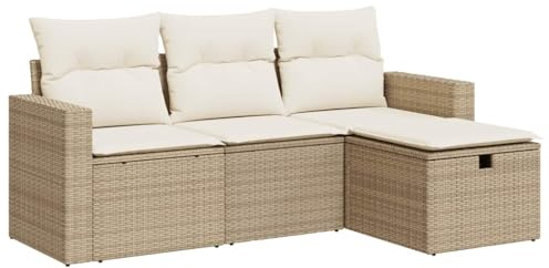 vidaXL Juego de sofás jardín con Cojines 4 pzas ratán sintético Beige