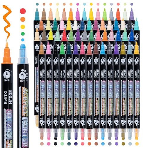 Rotuladores Pintura Acrilica de 60 Colores,Lápices acrílicos,Rotuladores para vidrio, Madera, Lienzo, Cerámica, Navidad, manualidades, Pascua, Manualidades