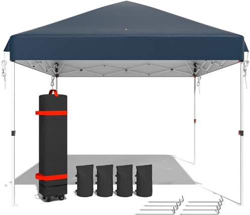 Relax FIELD Cenador desplegable 3 x 3, resistente al agua, estable, resistente al invierno, plegable con pesas, altura ajustable con bolsa con ruedas, carpa para fiestas con protección UV 50+, color