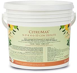 CITRUMAX® Agrumes BIO engrais N-P-K granulaire 4-6-10 azote + phosphore + potassium + fer + magnésium + calcium (Limoni-Mandarini-orange--Kumquat) Culture biologique de haute qualité (3,5 kg)