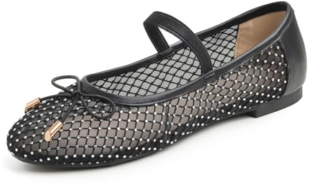 BREEZE NOUTHERLY Ballerina in Vernice Colorata con Cuscino in Memory Foam per amaretti da Donna Diamante Nero 40 EU
