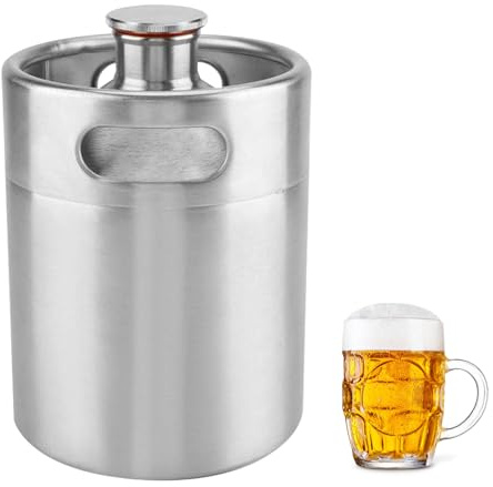 Fusto di Birra da 5 Litri, Fusto Mini Growler in Acciaio Inossidabile 304 Fusto di Birra Portatile con Coperchio A Spirale Esagonale Per La Produzione di Birra in Casa Artigianato E Birra Alla Spina