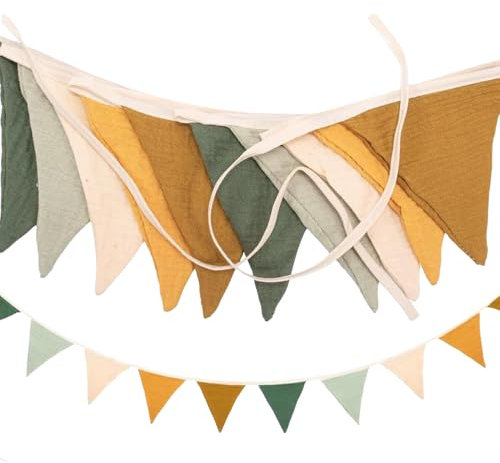 Banderines decorativos para habitación infantil, decoración para habitación de bebé, banderines de muselina de algodón, guirnalda de tela para habitación de bebé, decoración para cama de casa