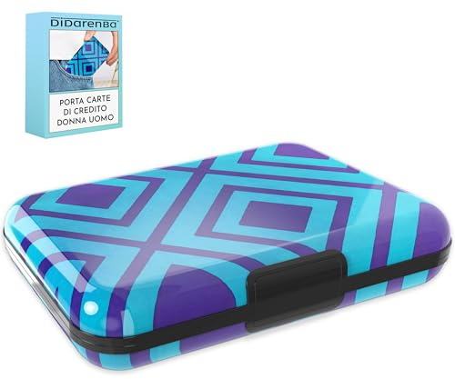 Didarenba Tarjetero Hombre Mujer Tarjetas credito Aluminio con Sistema RFID Bloqueo Protector de Tarjetas Anti fraude Anti contactless Gran Capacidad Rombos