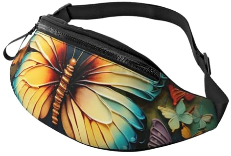 Gürteltasche für Damen und Herren, verstellbare Hüfttasche, bunte Schmetterlings-Stickerei, Gemälde, Crossbody-Tasche, überall