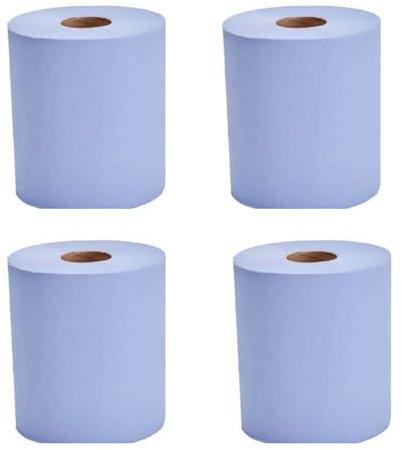 Blue Centrefeed Paper Tissue Rolls by Nest&Nibbles – 2-Ply Embossed Hand Towels | Recycled | Wall Mounted & Lockable Compatible | Home, Office, Kitchen, Garage & Commercial Cleaning Use (4 Rolls)