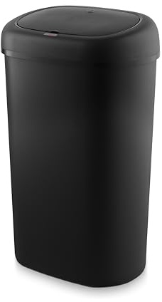 Swan Oval Sensor Bin with Hands-Free Opening Using Motion Sensor Technology, Bin Liner Retainer Ring, Large 55L Capacity, Black