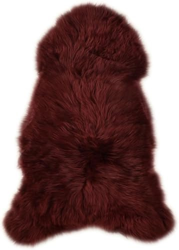 Island Lammfell Schaffell Fellteppich Weinrot/ Merlot (60 x 90-100 cm)