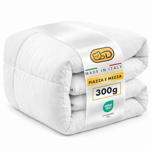 Dream Piumino Una Piazza e Mezza 200x200cm in Microfibra 300g Anallergica - Trapunta Una Piazza e Mezza Tessuto Mano Pesca - Piumino Privo di Sostanze Nocive certificato OEKO-TEX - Made in Italy