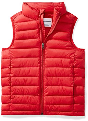Amazon Essentials Gilet Matelassé Léger à Capuche, Imperméable Garçon, Rouge, 11-12 ans