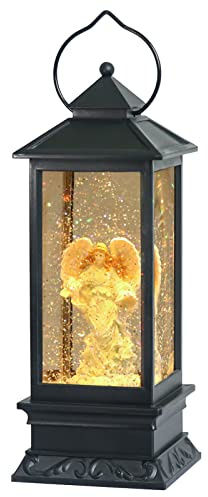Eldnacele - Lanterna musicale illuminata con mulinelli di neve, funzionamento a batteria, 28 cm di altezza Angelo