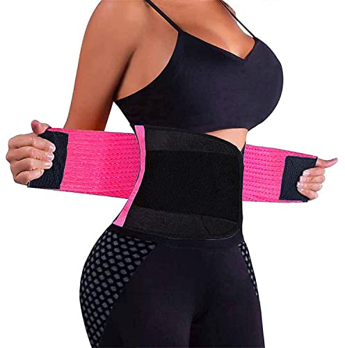 VENUZOR Waist Trainer Belt for Women - Waist Cincher Trimmer - Slimming Body Shaper Belt - Sport Girdle Belt (UP Graded)(Hot Pink,Medium)